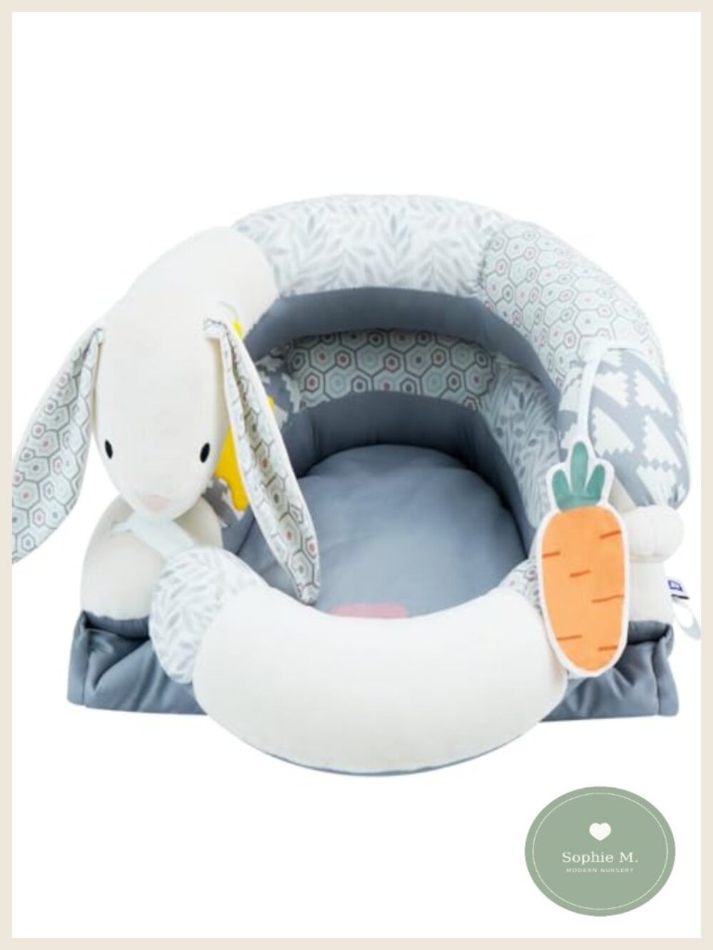2-in-1 Baby Tummy Time Mat & Seated Support Pillow Polyester Playmat